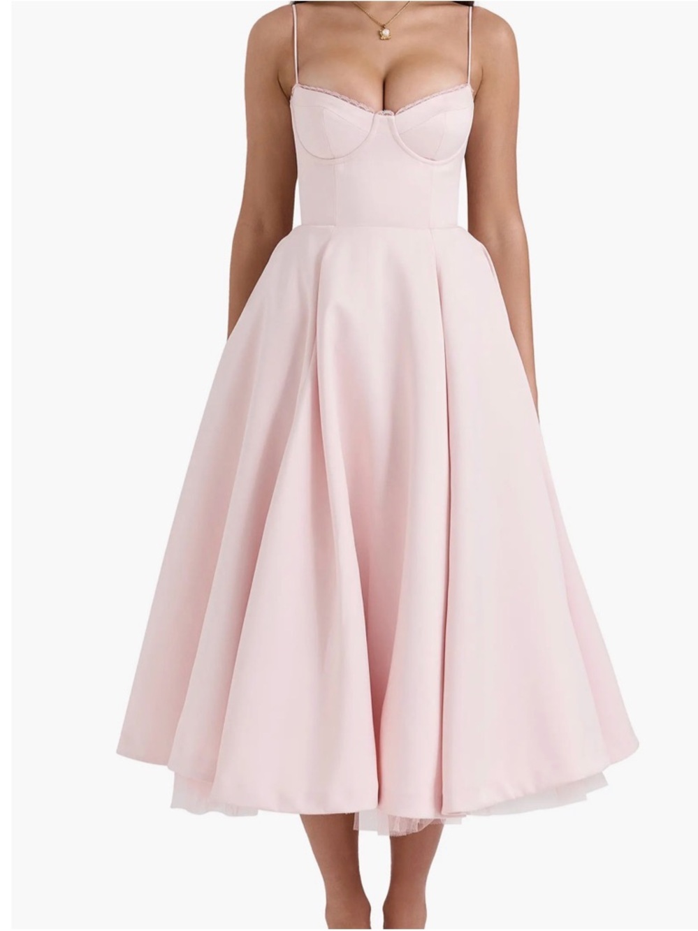 House of CB Blush Pink Midi Fit-and-Flare Dress